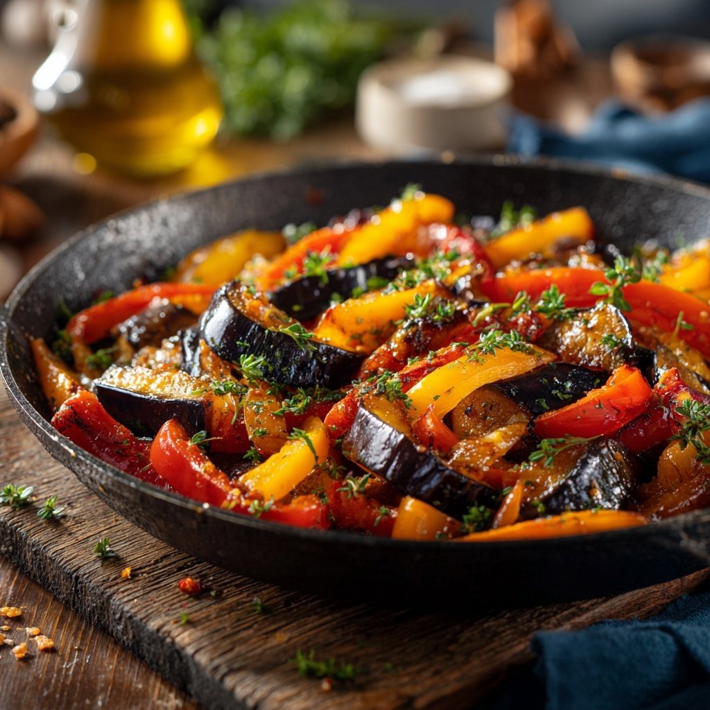 Vegetarische Auberginen Pfanne