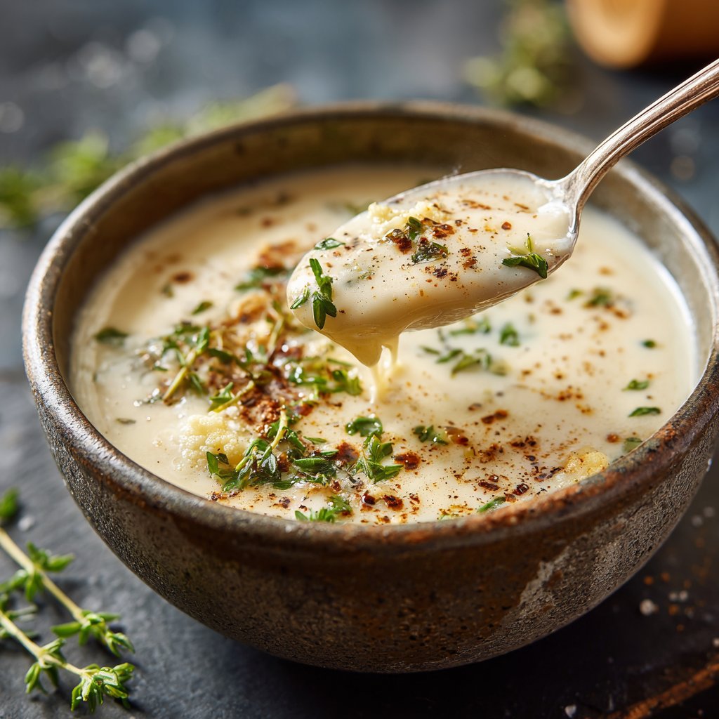 Cremige Blumenkohlsuppe mit Muskat