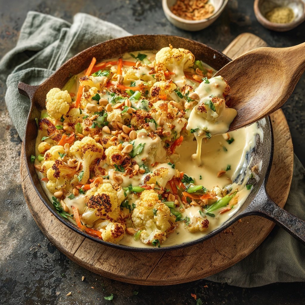 Blumenkohl Pfanne Mit Erdnuss Sauce
